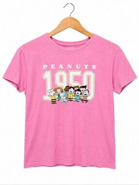 Peanuts 1950 Pink Graphic T-Shirt Snoopy Charlie Brown Kids Size Large 14